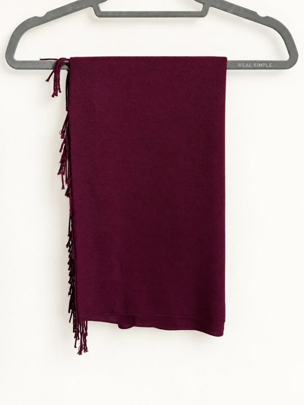 Burgundy Pashmina-Labeled Fringe Scarf Wrap